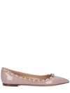 Patent Leather Rockstud Ballerina Beige - VALENTINO - BALAAN 1