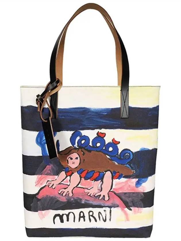 Graphic Print Striped Tote Bag - MARNI - BALAAN 2