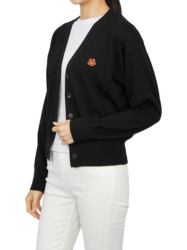 Boke Flower Embroidered Wool Cardigan Black - KENZO - BALAAN 6