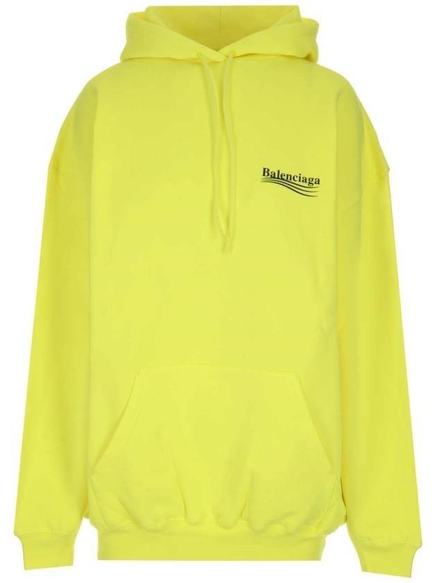 Women's Wave Logo Hooded Sweatshirt Neon Yellow - BALENCIAGA - BALAAN.