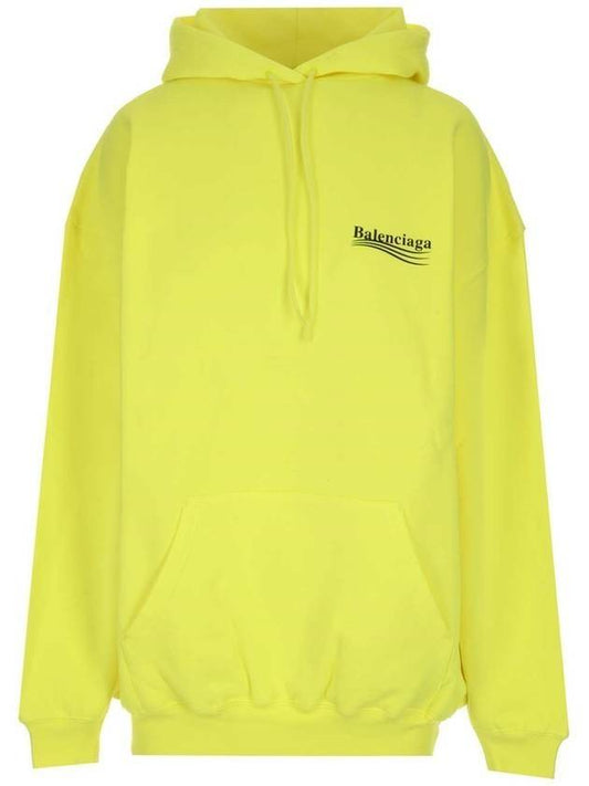 Women's Wave Logo Hooded Sweatshirt Neon Yellow - BALENCIAGA - BALAAN 1