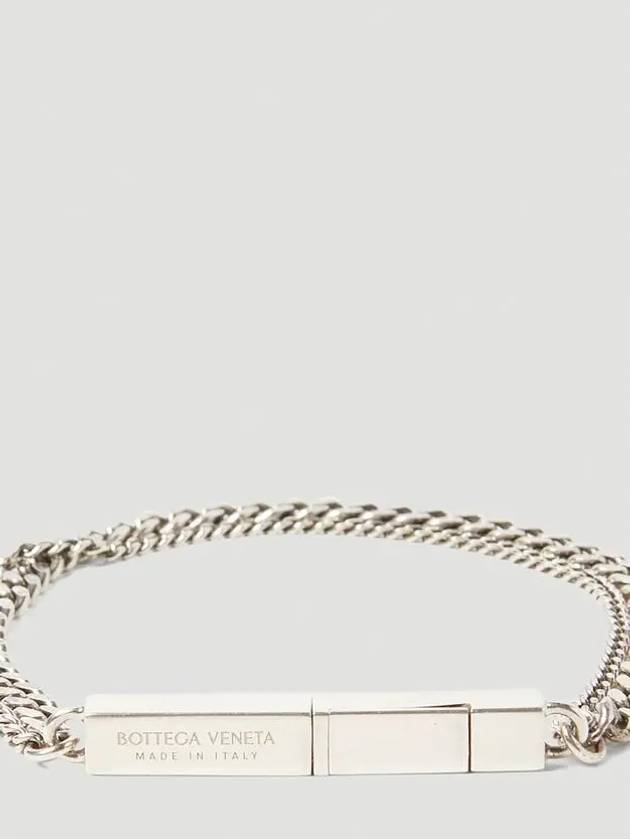 Engraved Logo Double Chain Bracelet Silver - BOTTEGA VENETA - BALAAN 4