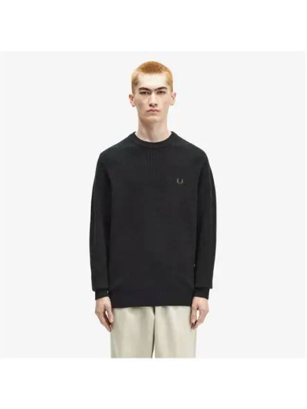 Fred Perry Sharp Lambswool Knit Black AFPM2436539 198 - FRED PERRY - BALAAN 1