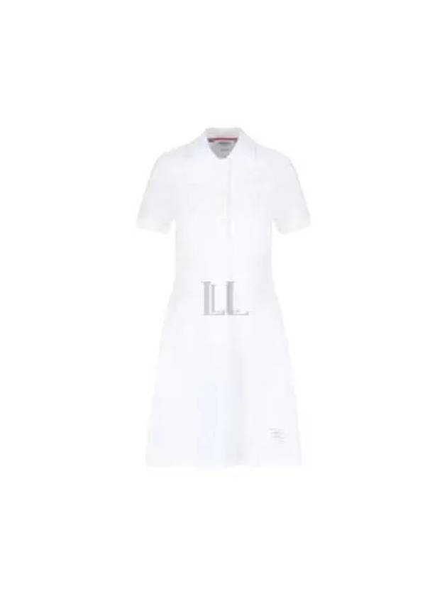 Women's Logo Patch Tennis Flare Short Dress White - THOM BROWNE - BALAAN 2