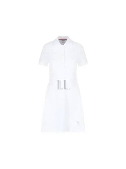 Women's Logo Patch Tennis Flare Short Dress White - THOM BROWNE - BALAAN 2