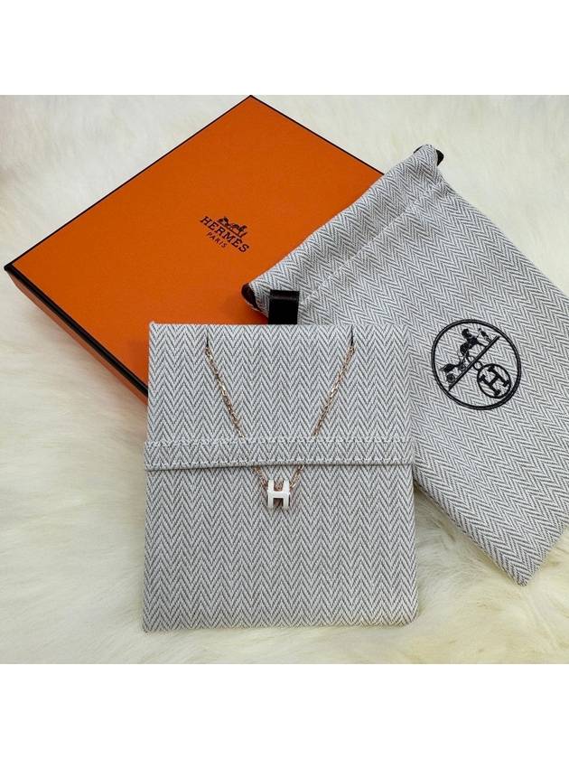 Mini Pop H Pendant Rose Gold & Blanc - HERMES - BALAAN 5