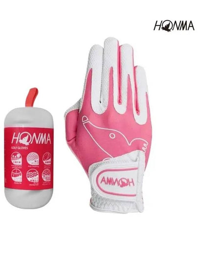 Golf Genuine GCR13001 Synthetic Leather Capsule Golf Gloves White & Pink 1 piece for left hand right hand - HONMA - BALAAN 2