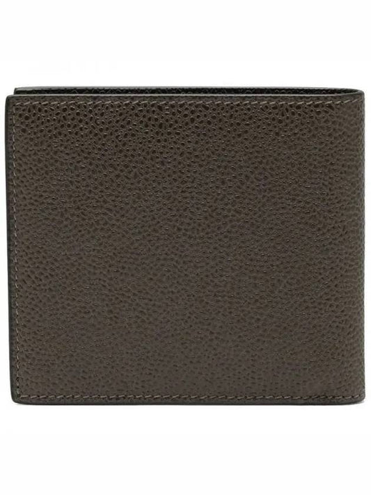 Pebble Grain Leather Half Wallet Dark Brown - THOM BROWNE - BALAAN 2