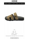 Chypre Suede Slippers Etoupe Black - HERMES - BALAAN 3