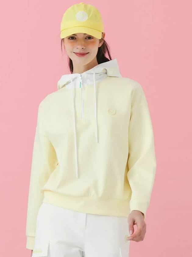 Windproof hooded half zip-up t-shirt YELLOW - MONBIRDIE GOLF - BALAAN 9