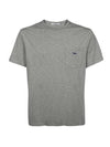 Navy Fox Patch Classic Pocket Short Sleeve T-Shirt Grey Melange - MAISON KITSUNE - BALAAN 1