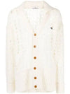 Embroidered Logo Alpaca Wool Blend Cardigan Cream - VIVIENNE WESTWOOD - BALAAN 2