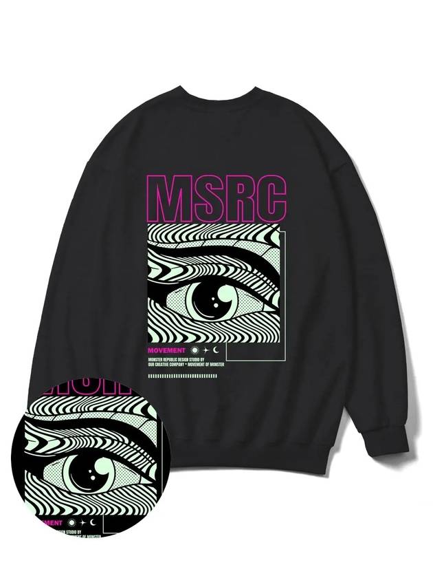 Of the Eye Vivid Pink Overfit Sweatshirt Black - MONSTER REPUBLIC - BALAAN 4