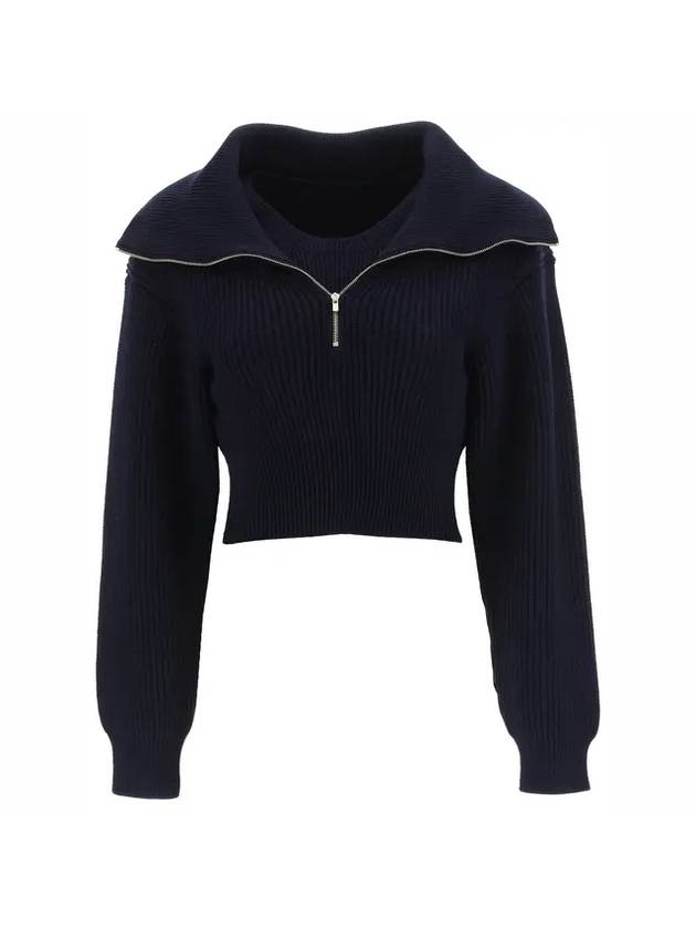 La maille Risoul Double Collar Knit Top Dark Navy - JACQUEMUS - BALAAN 1