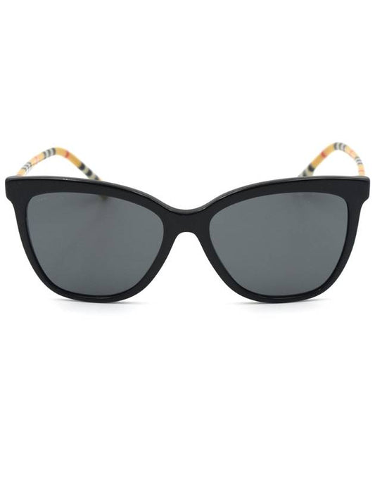 Eyewear Check Temple Oval Sunglasses Black - BURBERRY - BALAAN 2