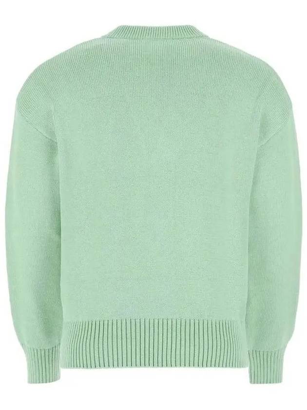 Men's Big Heart Logo Patch Overfit Cardigan Aqua Green - AMI - BALAAN 4