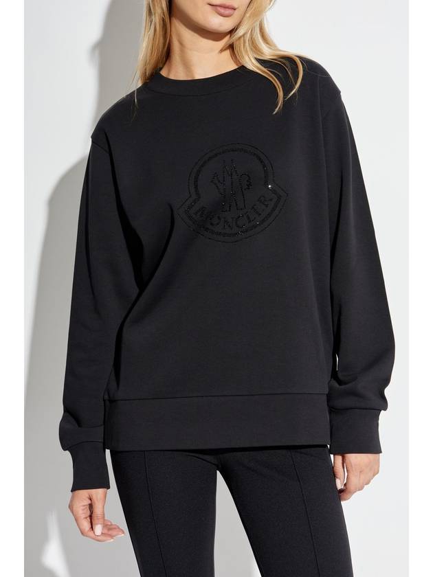 Crystal Logo Sweatshirt Black - MONCLER - BALAAN 4