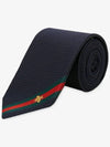 Web Bee Detail Silk Tie Navy - GUCCI - BALAAN 3