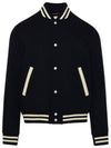 Teddy Wool Bomber Jacket  Black - SAINT LAURENT - BALAAN 2