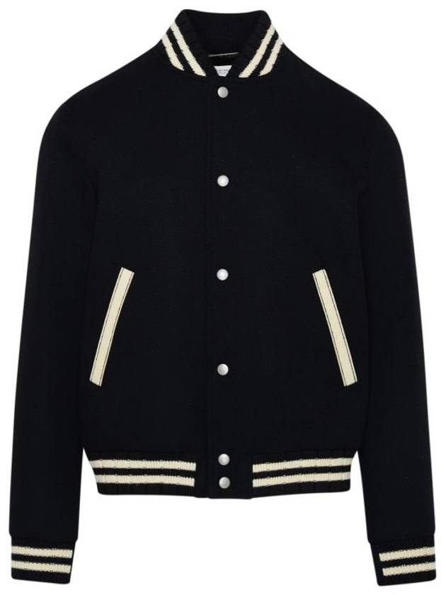 Teddy Wool Bomber Jacket  Black - SAINT LAURENT - BALAAN 2