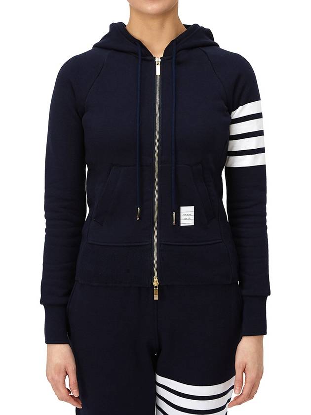 Engineered 4-Bar Stripe Loopback Jersey Knit Zip Up Hoodie Navy - THOM BROWNE - BALAAN 2