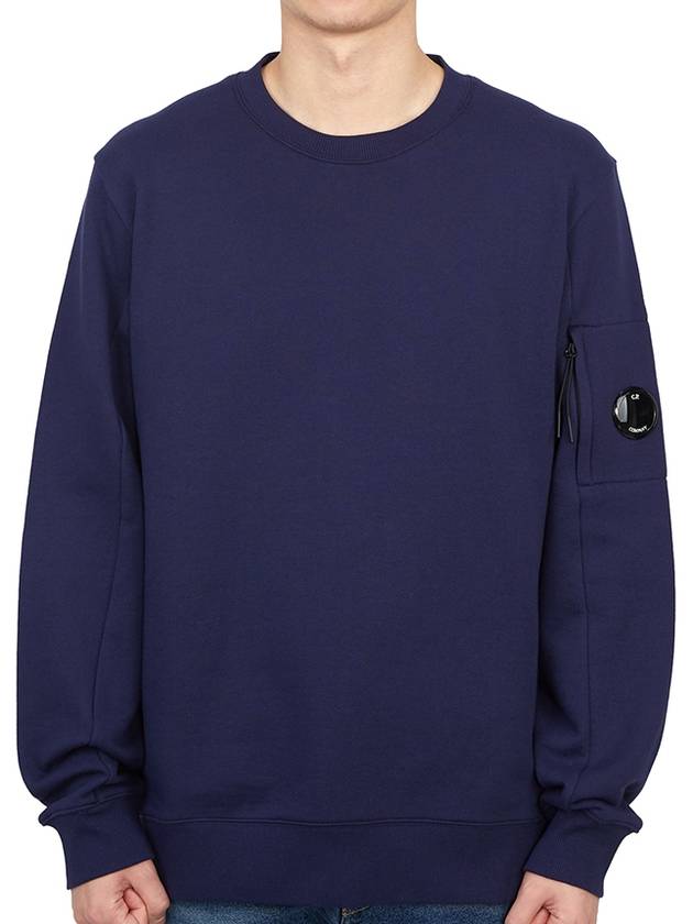 Men's Lens Wappen Diagonal Sweatshirt Navy - CP COMPANY - BALAAN 2