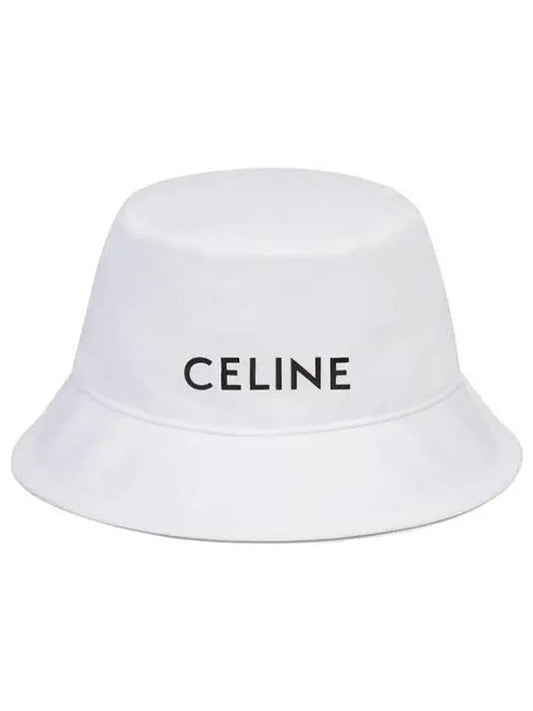 Logo Gabardine Cotton Bucket Hat White - CELINE - BALAAN 2