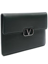 V Logo Clutch Bag Dark Green - VALENTINO - BALAAN 4