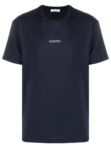 Logo Short Sleeve T-Shirt Navy - VALENTINO - BALAAN 1