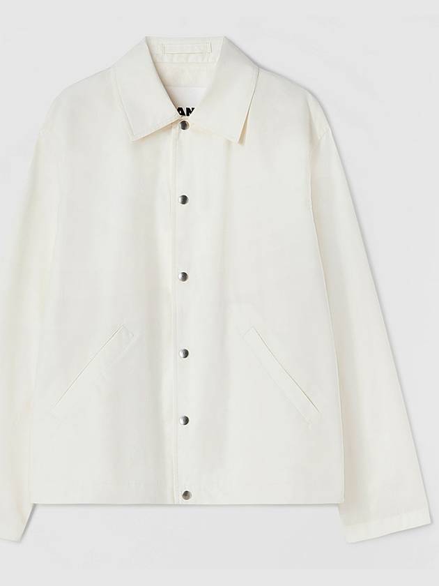 Back Logo Lettering Cotton Shirt Jacket White - JIL SANDER - BALAAN 2