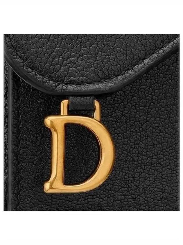 Saddle Bloom Goatskin Flap Card Wallet Black - DIOR - BALAAN 6