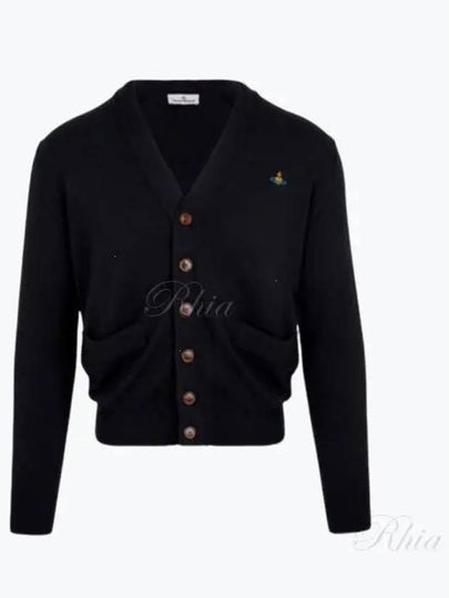 ORB Logo V-Neck Cardigan Black - VIVIENNE WESTWOOD - BALAAN 2