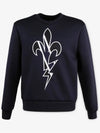 Men's Thunder Embroidery Black Sweatshirt BJS214E E557C 391 - NEIL BARRETT - BALAAN 3