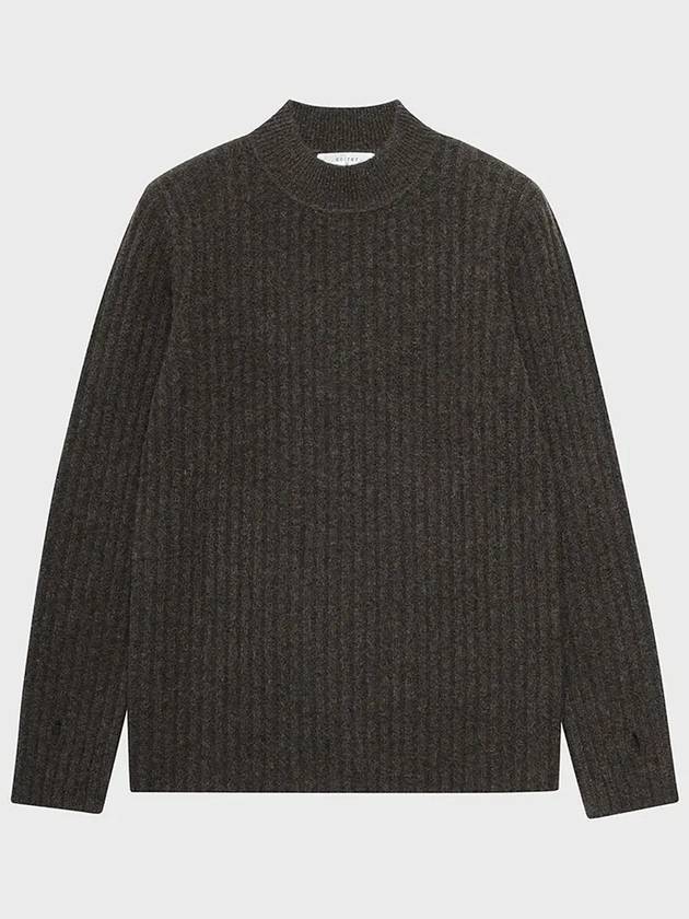 Camel Ribbed Mockneck Sweater Brown - NOIRER - BALAAN 3