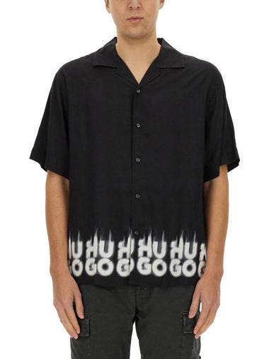 Hugo Boss Oversized Shirt With Smoked Printed Logo - HUGO BOSS - BALAAN 1