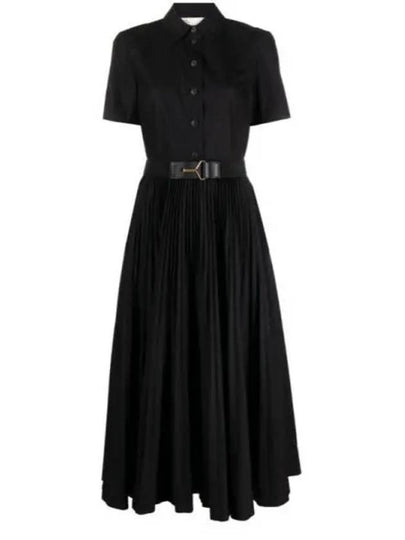 Poplin Pleated Shirt Long Dress Black - TORY BURCH - BALAAN 2