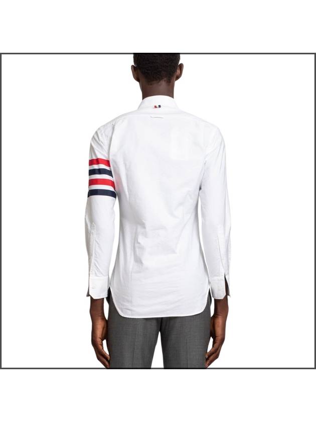 Cotton Grosgrain Diagonal Classic Long Sleeve Shirt White - THOM BROWNE - BALAAN 3