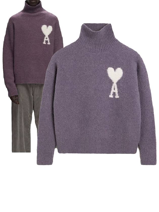 Alpaca Wool Blend Turtleneck Lilac - AMI - BALAAN 2