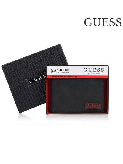 Logo Leather Half Wallet Black - GUESS - BALAAN 2