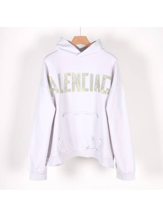 Tape Type Ribbed Pocket Large Fit Hoodie White - BALENCIAGA - BALAAN 2