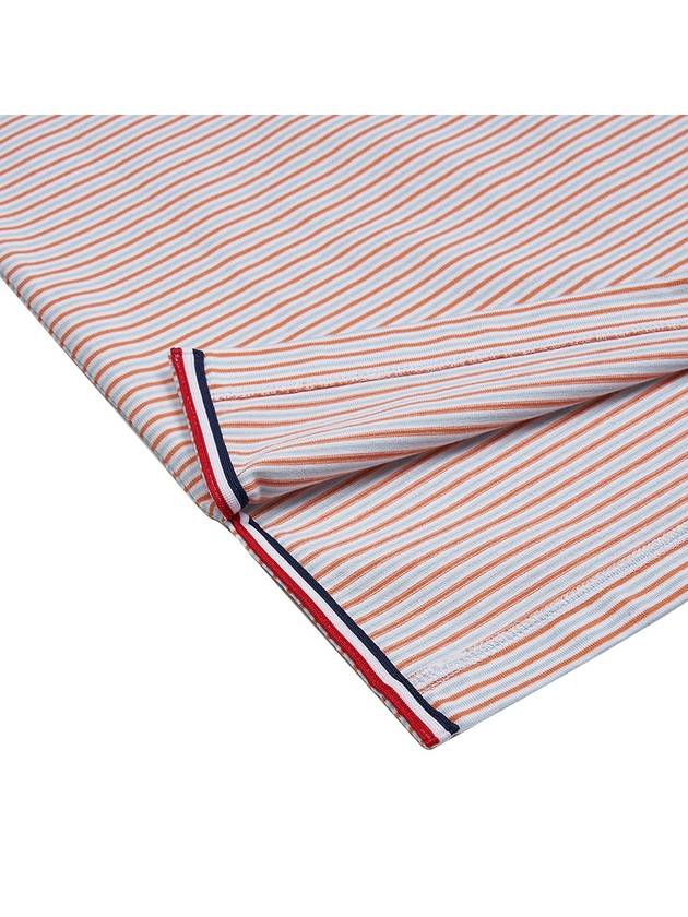 Striped Pocket Cotton Oversized Short Sleeve T-Shirt Orange - THOM BROWNE - BALAAN 9