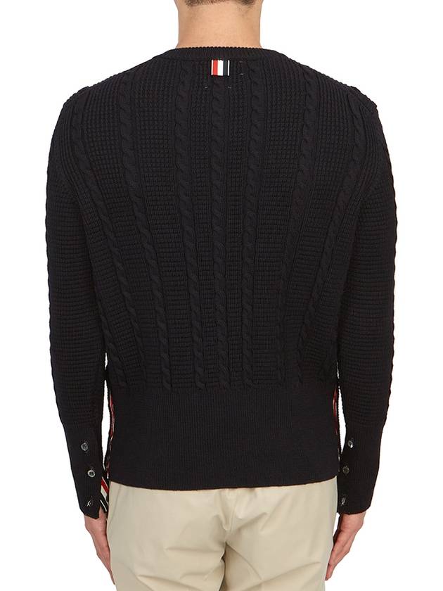 RWB Cable Wool Knit Top Navy - THOM BROWNE - BALAAN 7