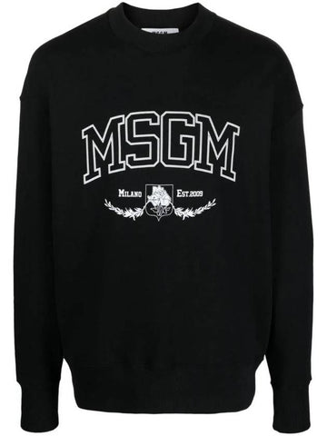 Logo Print Cotton Sweatshirt Black - MSGM - BALAAN 1