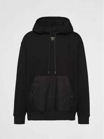 Cotton Fleece Hoodie Black - PRADA - BALAAN 1