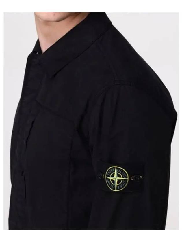 Supima Cotton Twill Over Long Sleeve Shirt Black - STONE ISLAND - BALAAN 6