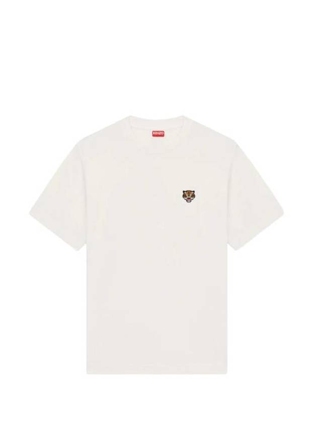 Lucky Tiger Embroidered Classic Short Sleeve T Shirt Off White - KENZO - BALAAN 1