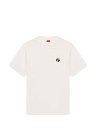 Lucky Tiger Embroidered Classic Short Sleeve T Shirt Off White - KENZO - BALAAN 1