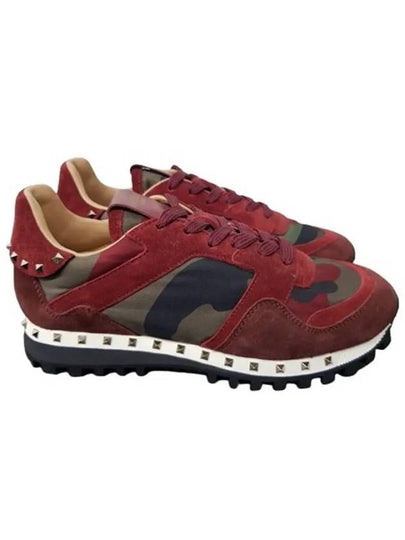 Rockstud Low-Top Sneakers Red - VALENTINO - BALAAN 2