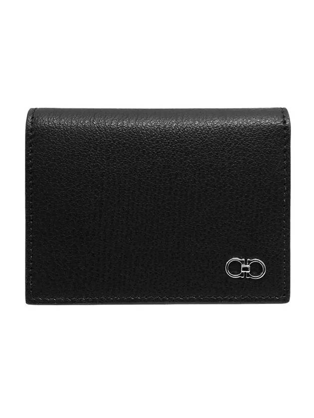 Gancini Leather Card Wallet Black - SALVATORE FERRAGAMO - BALAAN 1