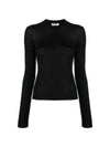 Crew Neck Cashmere Wool Silk Knit Top Black - SAINT LAURENT - BALAAN 1